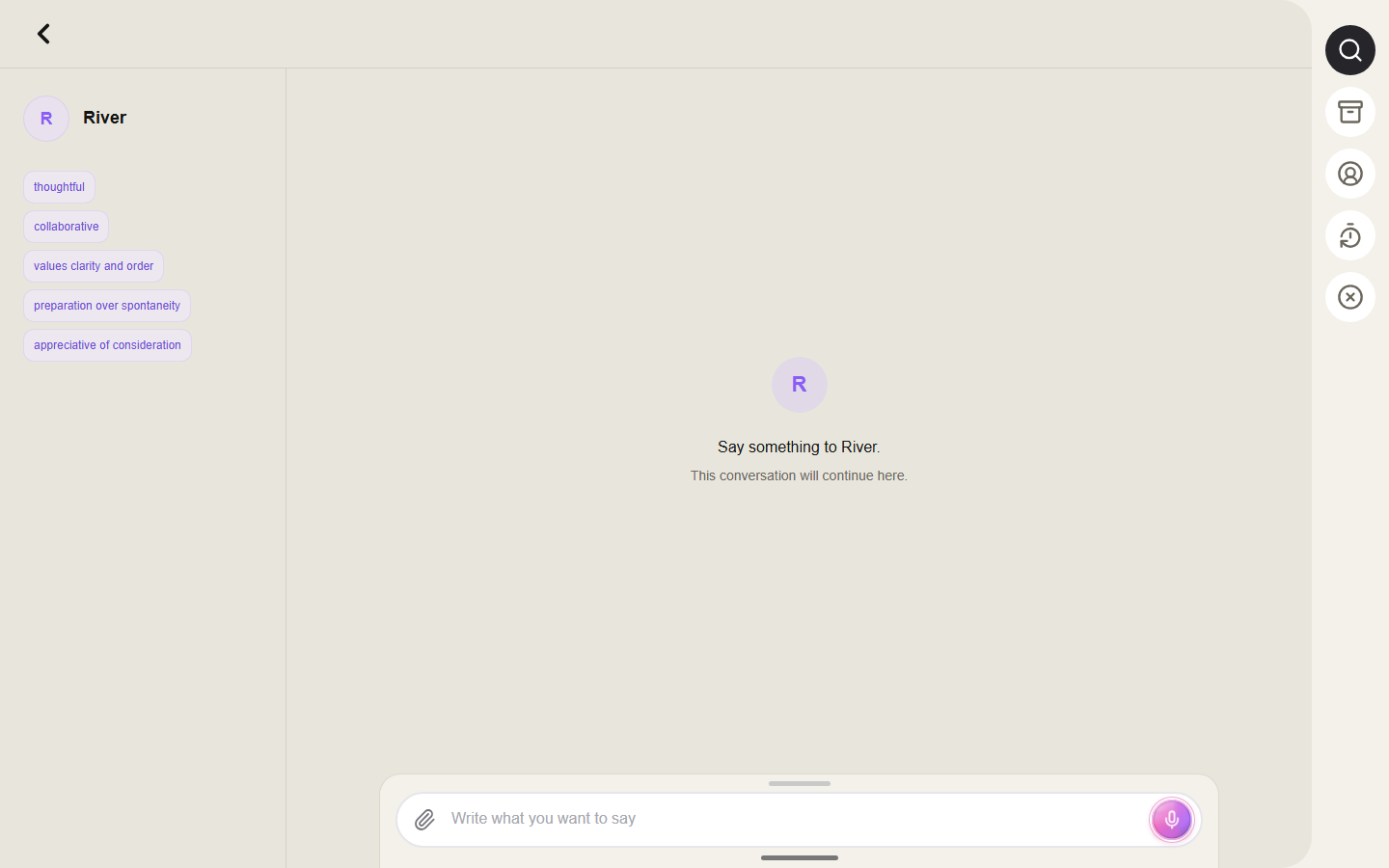 Linger chat interface
